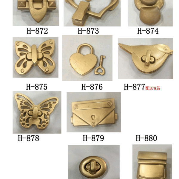 Handbag Lock Hardware Metal Bag Lock Handbag Decorations Bag Parts Accessories Bags Handbag Turn Lock custom designer metal letter logos metal separated letters label professional custom gold metal brand logo labels (复制)