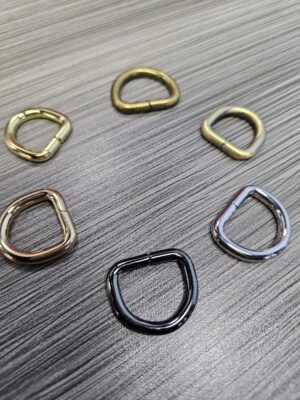 Metal D Rings Buckle Welded Iron Color Hardware for Handbags Bag Accessories with Metal Logo Tag
