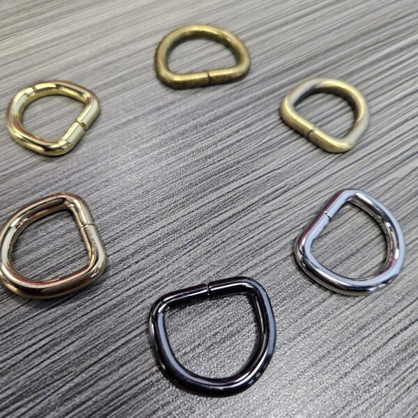 metal d rings buckle welded iron color hardware for handbags bag accessories with metal logo tag