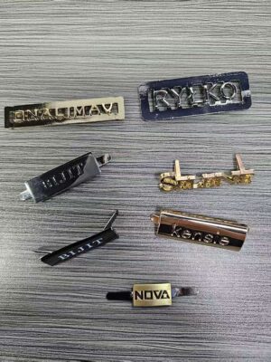 High Quality Custom Brand Name Letter Engraved Plate Tag Garment Metal Logo Labels